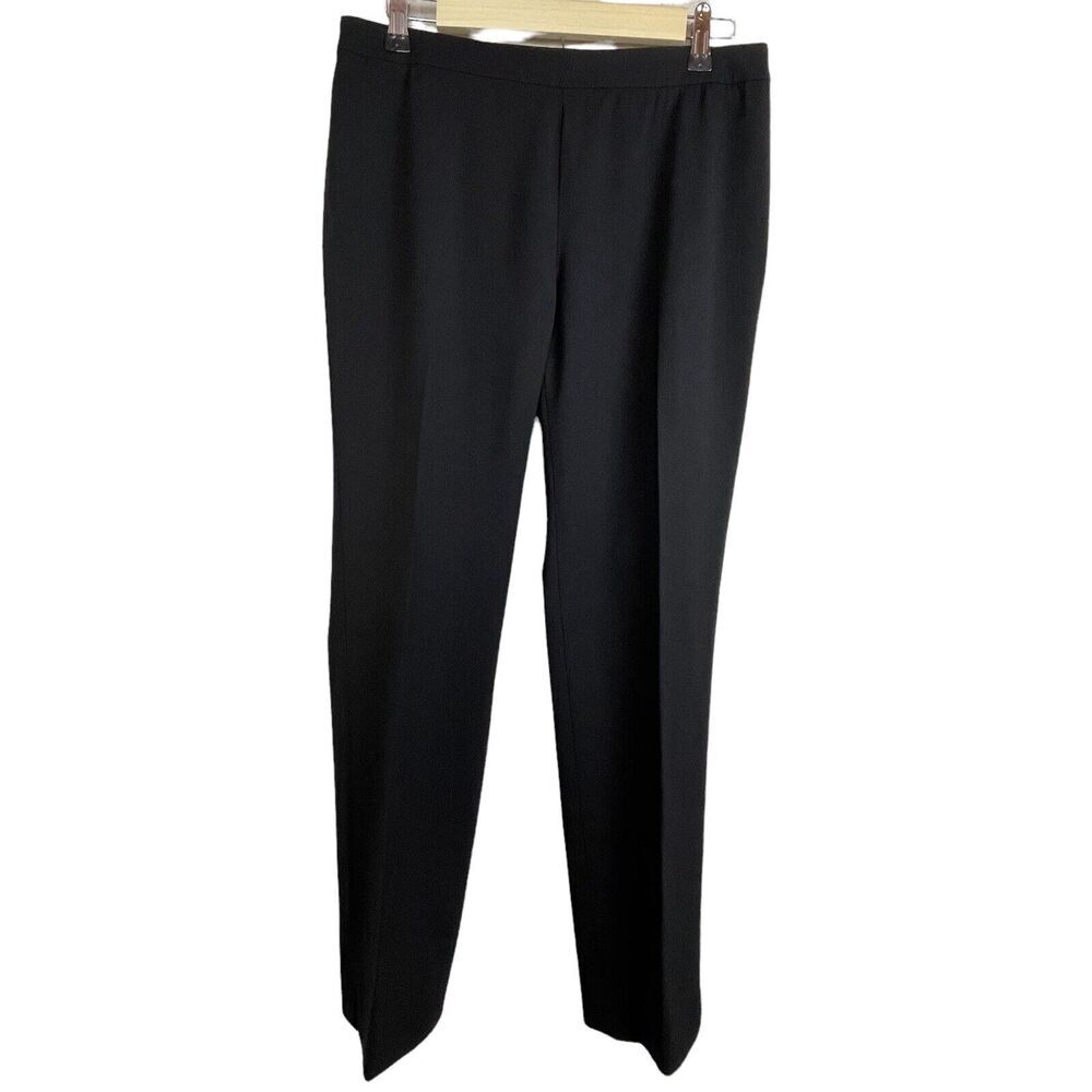 Lafayette 148 New York Bleecker Black Trouser Pants Size 8 Slit Hem &‎ Side Zip